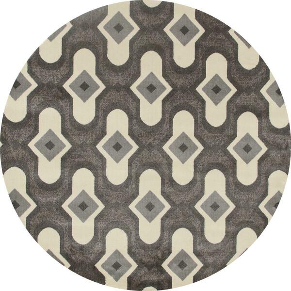Art Carpet 8 Ft. Troy Collection Protector Woven Round Area Rug, Mushroom Brown 25092